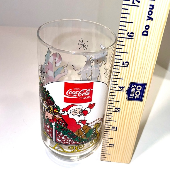 Coca-Cola Santa Rudolph Reindeer Vintage Drinking Glass 1983 McCrory Stores EUC - Picture 9 of 10